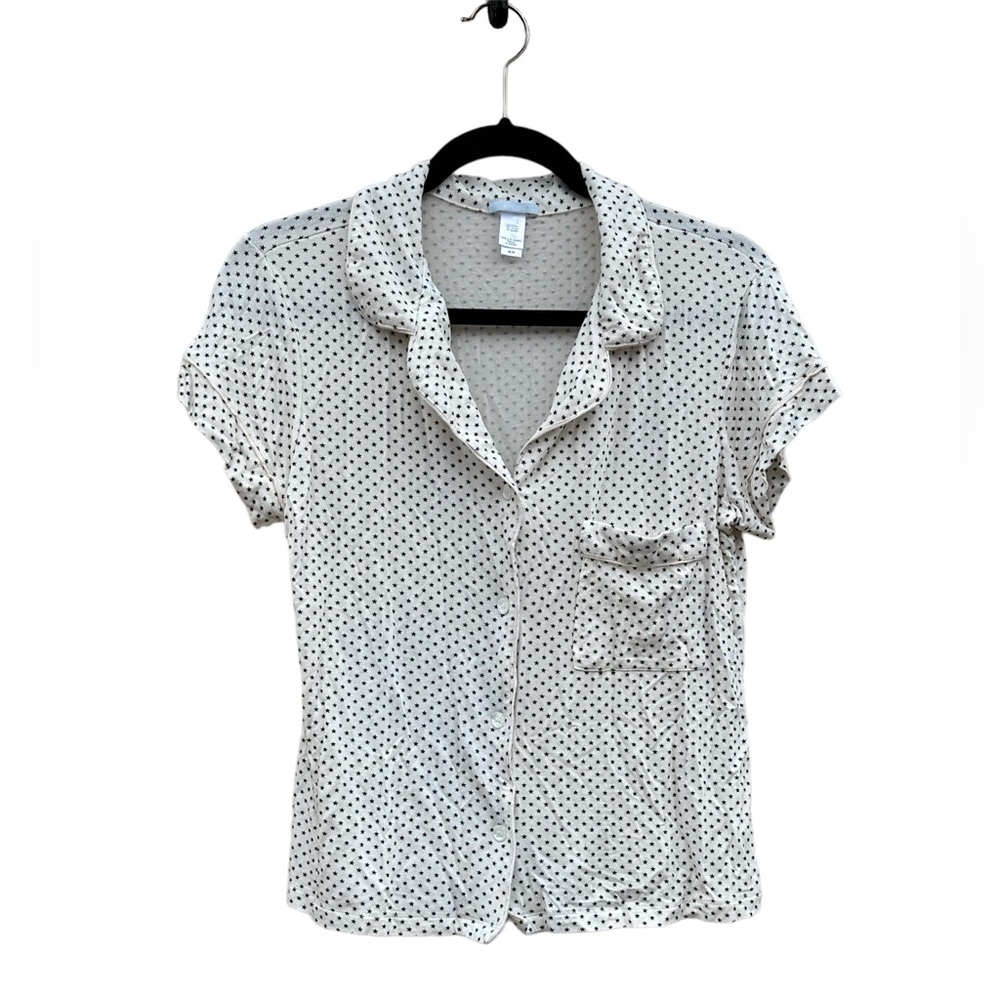 Eberjey Star Printed Short Sleeve Button Lightweight Pajama Top Medium